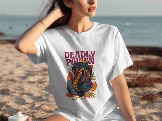 Deadly Poison Snake Art Graphic Novelty Design T-Shirt - Design & Vybe