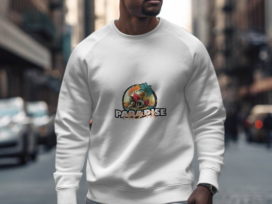 Paradise Skull Island With Surfboard Graphic Sweater - Design & Vybe