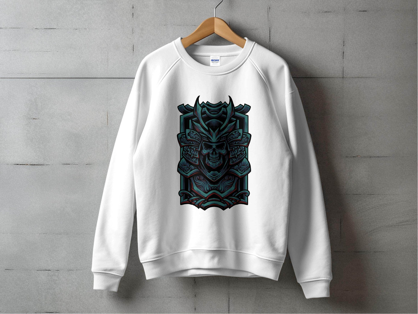 Menacing Samurai Skull Design Graphic Sweater - Design & Vybe