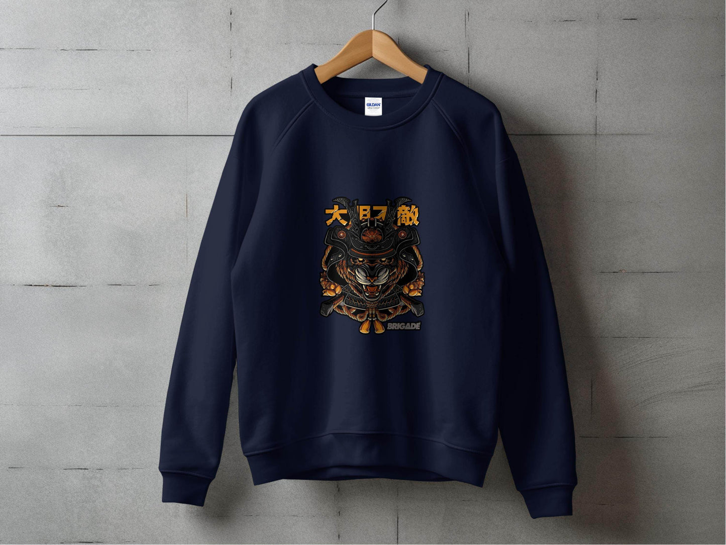 Tiger Samurai Illustration Japanese Text Graphic Sweater - Design & Vybe