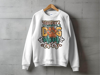 Best Dog Mom Ever Pet Paw Print Design Graphic Sweater - Design & Vybe