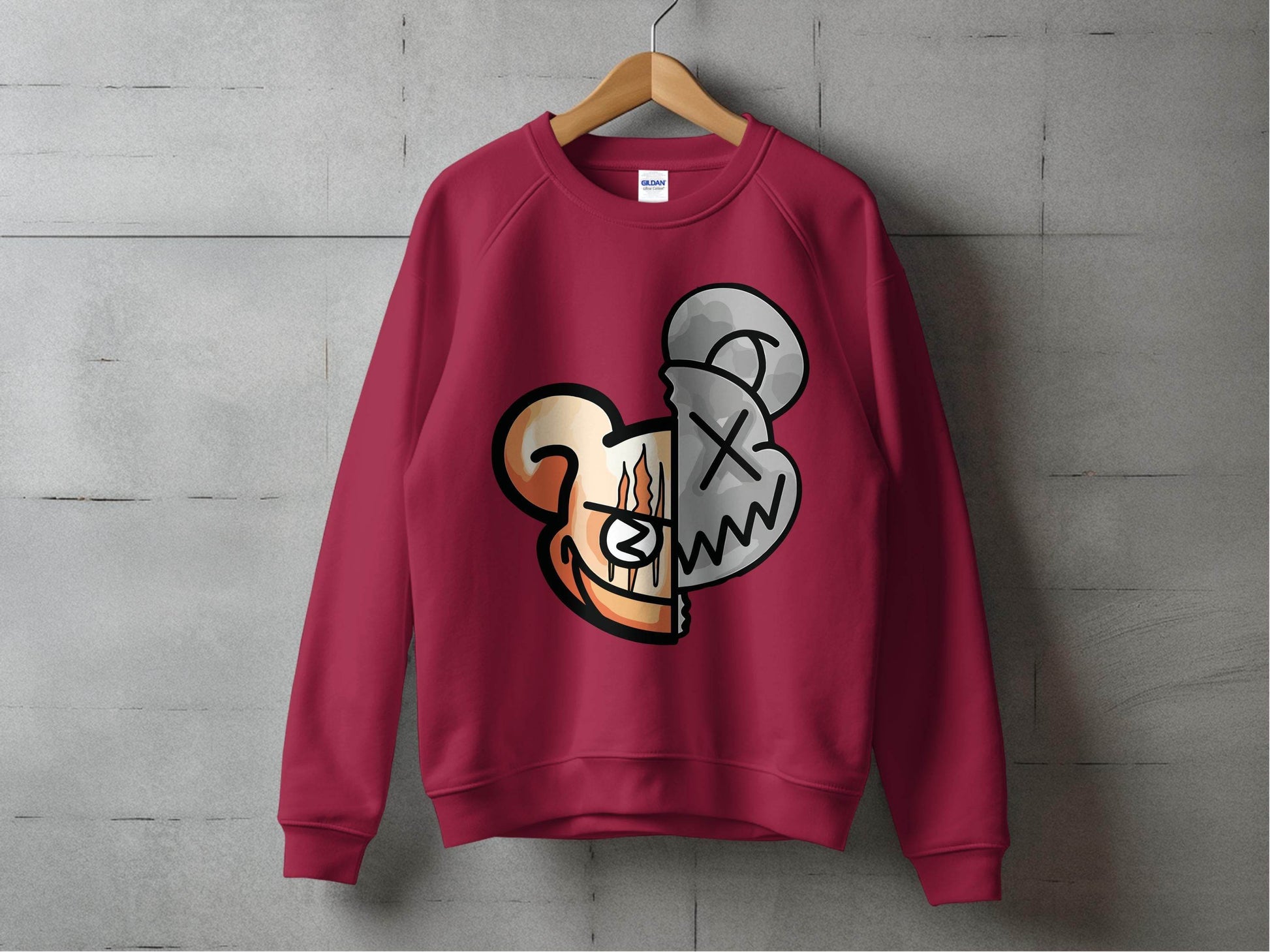 Unique Graphic Half Bear Design Trendy Casual Sweater - Design & Vybe