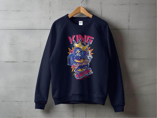 King Skater With Question Mark Head Retro Design Sweater - Design & Vybe