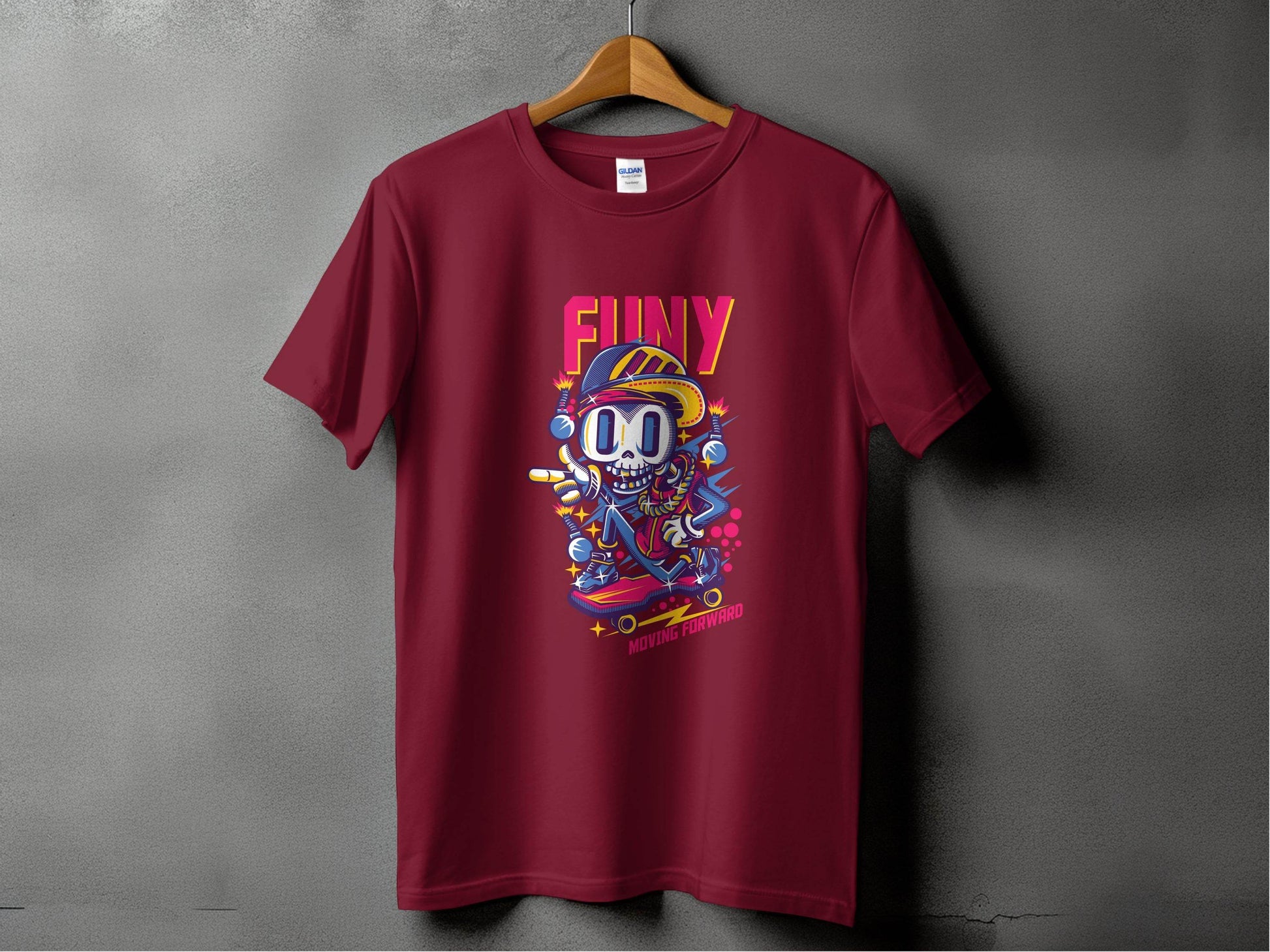 Funny Skull With Bomb On Skateboard Moving Forward T-Shirt - Design & Vybe