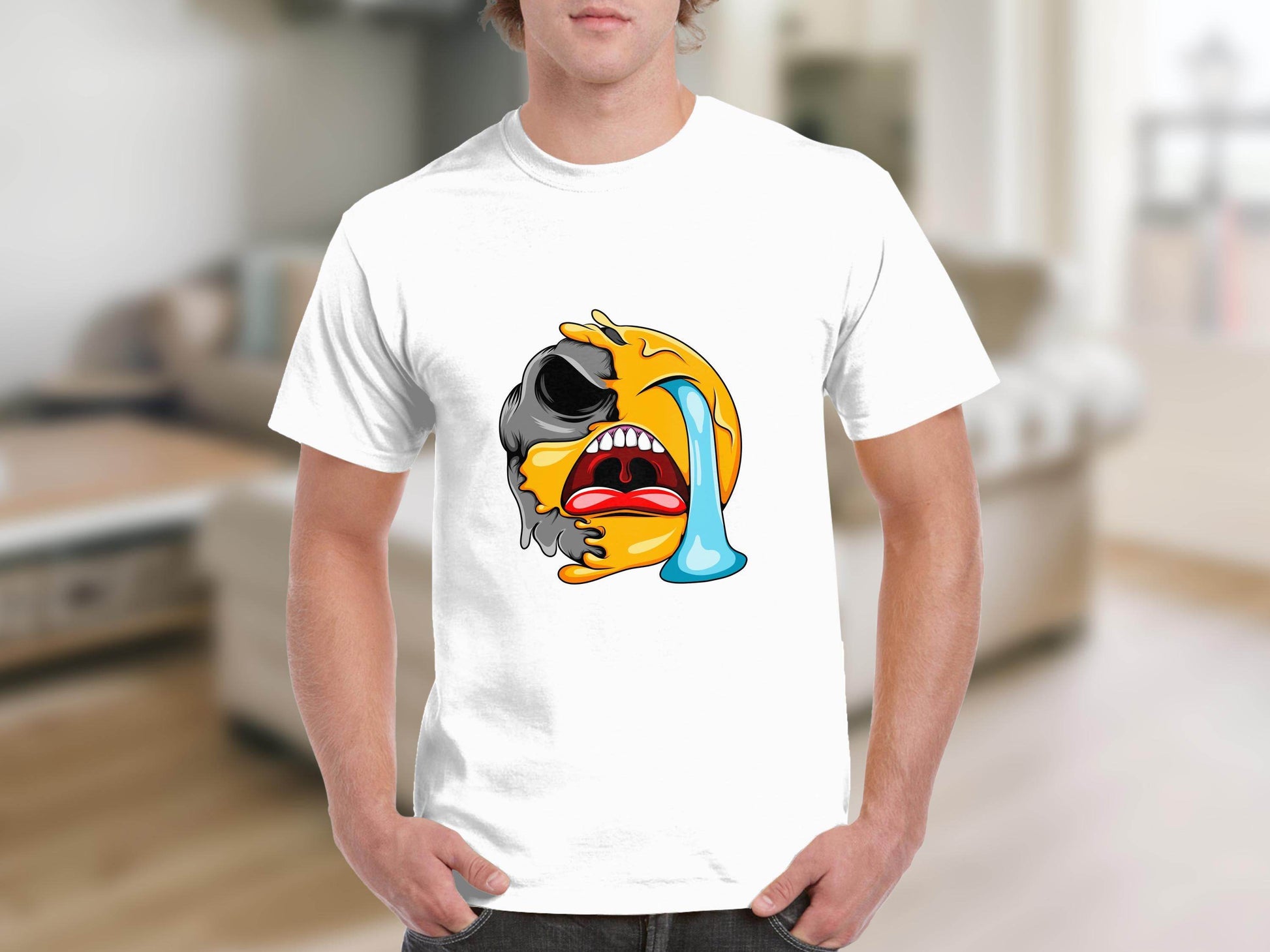 Melting Emoji Face Smiley Design Graphic T-Shirt - Design & Vybe