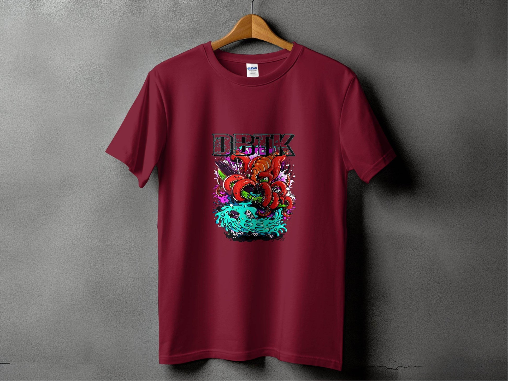 DBTK Octopus Rising with Splashes Graphic Print T-Shirt - Design & Vybe