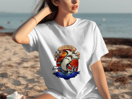 Stylish Great Forever Shark Beach Art T-shirt product