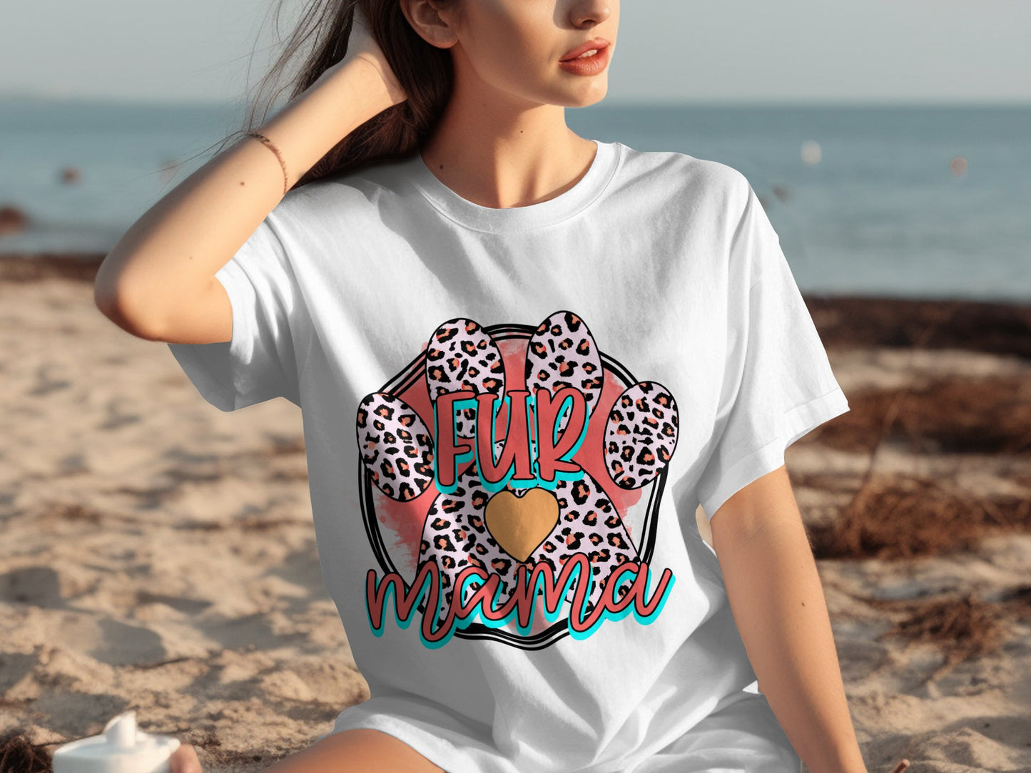 Fur Mama Leopard Paw Print Graphic T-shirt product