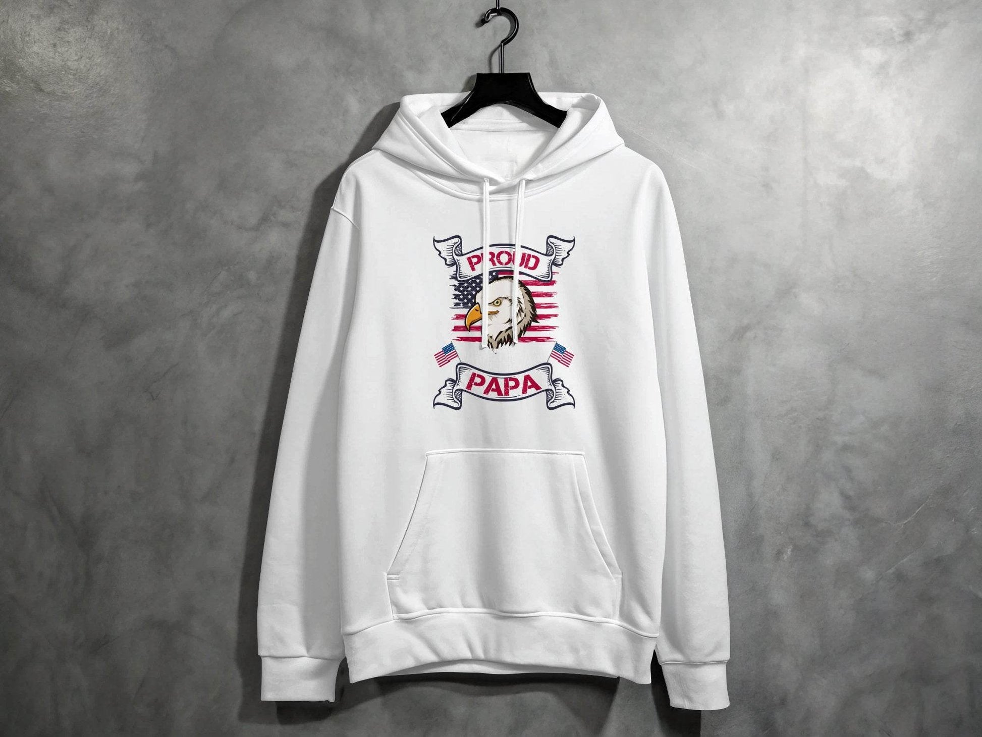 Proud American Papa USA Flag Bald Eagle Hoodie - Design & Vybe
