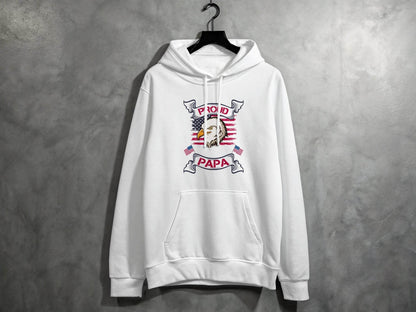 Proud American Papa USA Flag Bald Eagle Hoodie - Design & Vybe