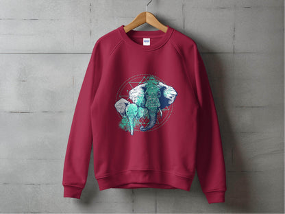 Stunning Elephant Graphic Blue Nature Design Sweater - Design & Vybe