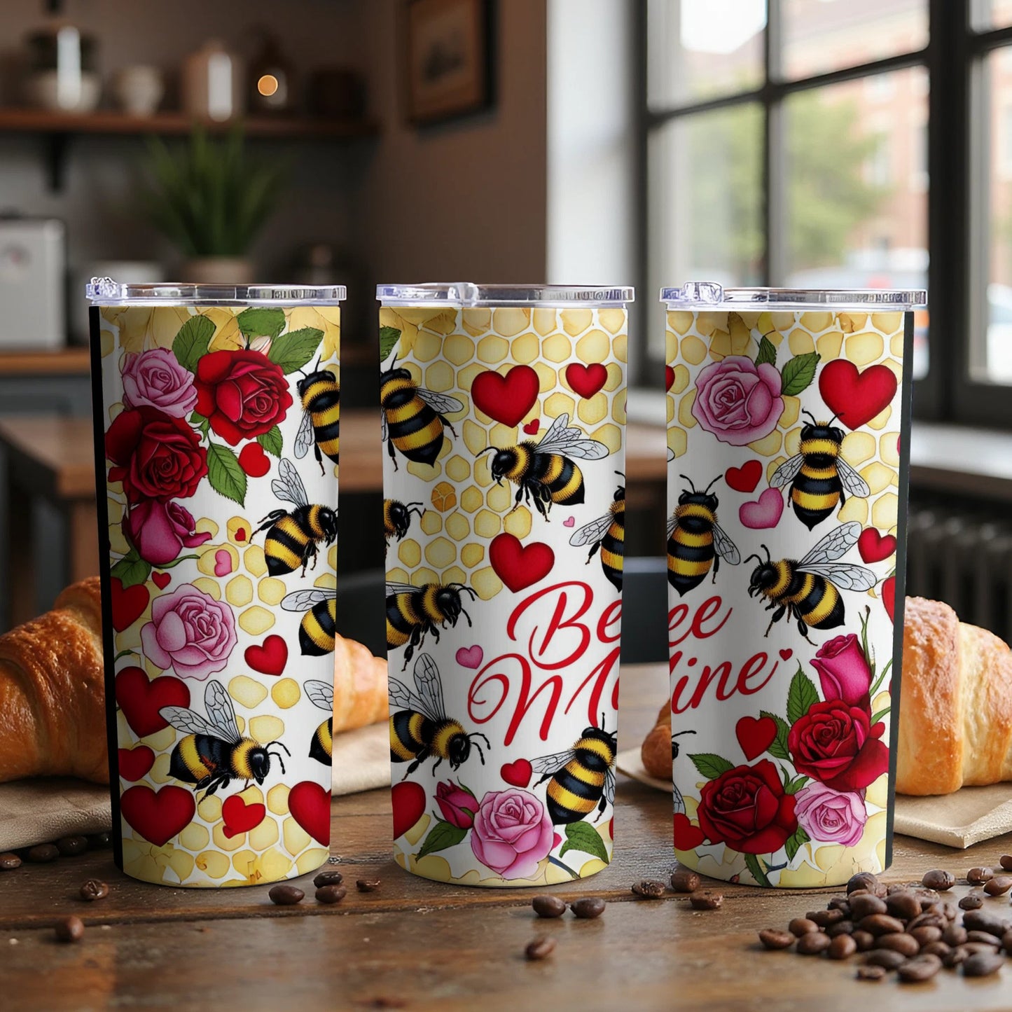 Bee Mine Roses and Bees Travel Tumbler product