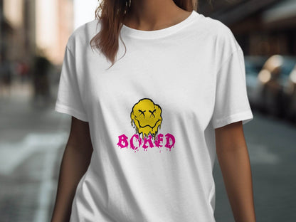 Melting Face Smiley Bored Expression Graphic T-Shirt - Design & Vybe