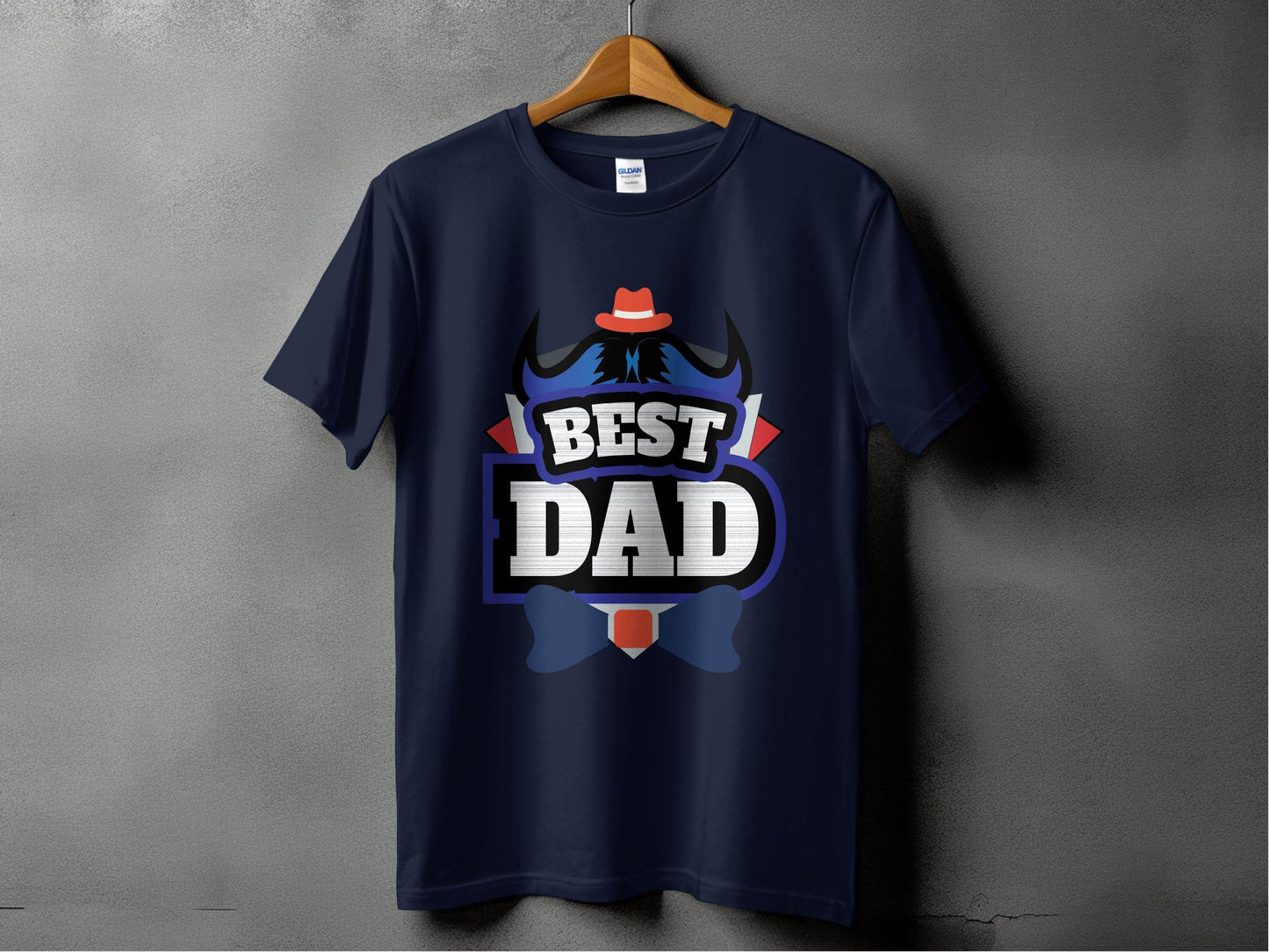 Hat & Mustache Style Best Dad Graphic Design T-Shirt - Design & Vybe