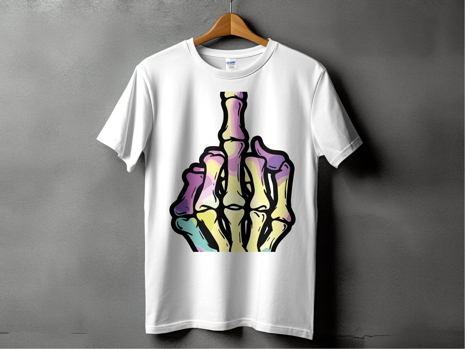 Colorful Skeleton Hand Gesture Graphic T-Shirt - Design & Vybe