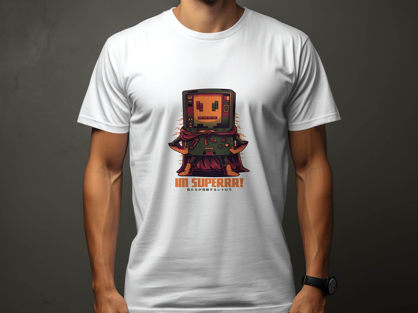 Retro Game Robot I'm Superrr Design Awesome T-Shirt - Design & Vybe