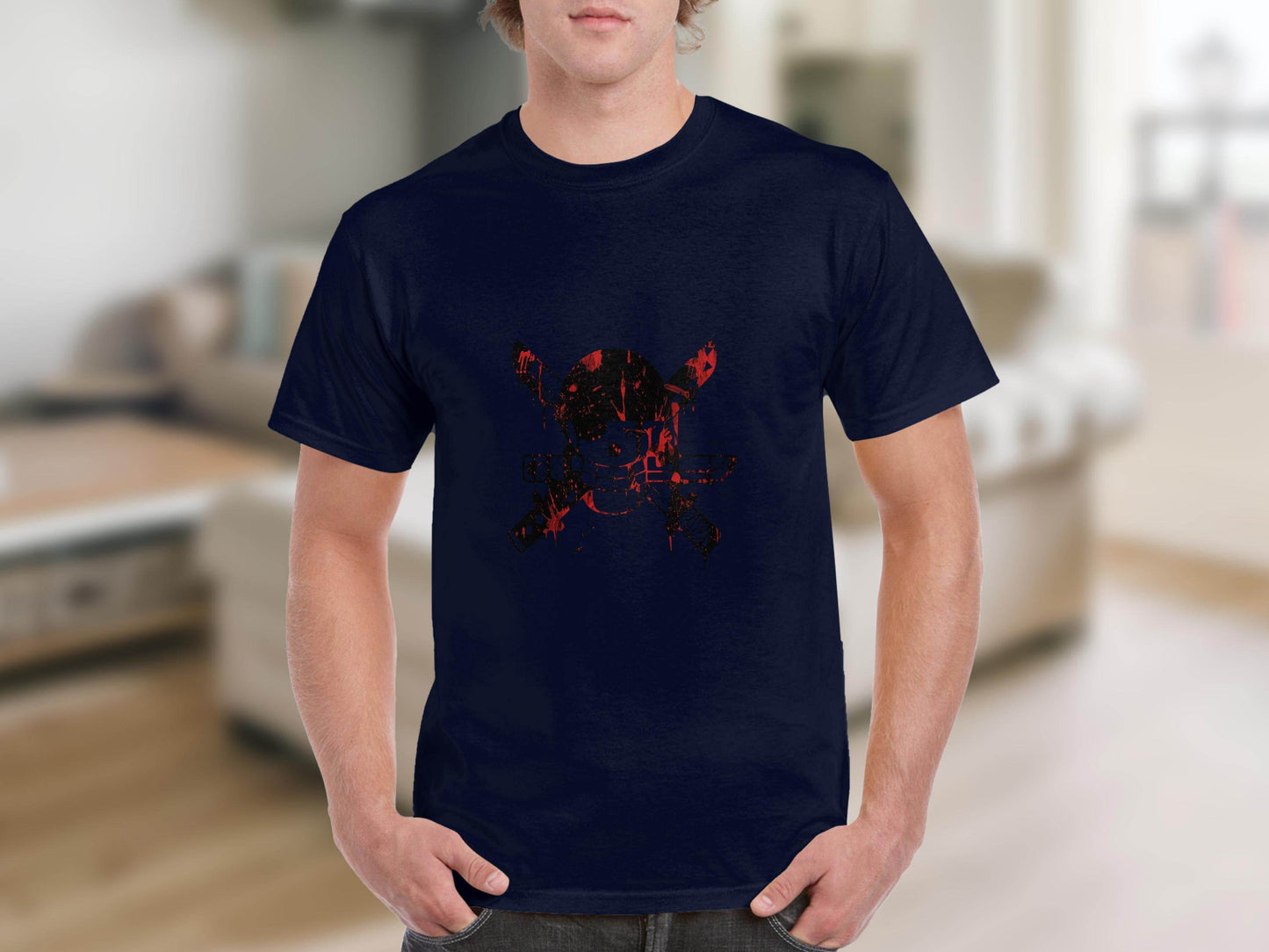 Pirate Symbol with Bloody Swords Skull Artistic Design T-Shirt - Design & Vybe