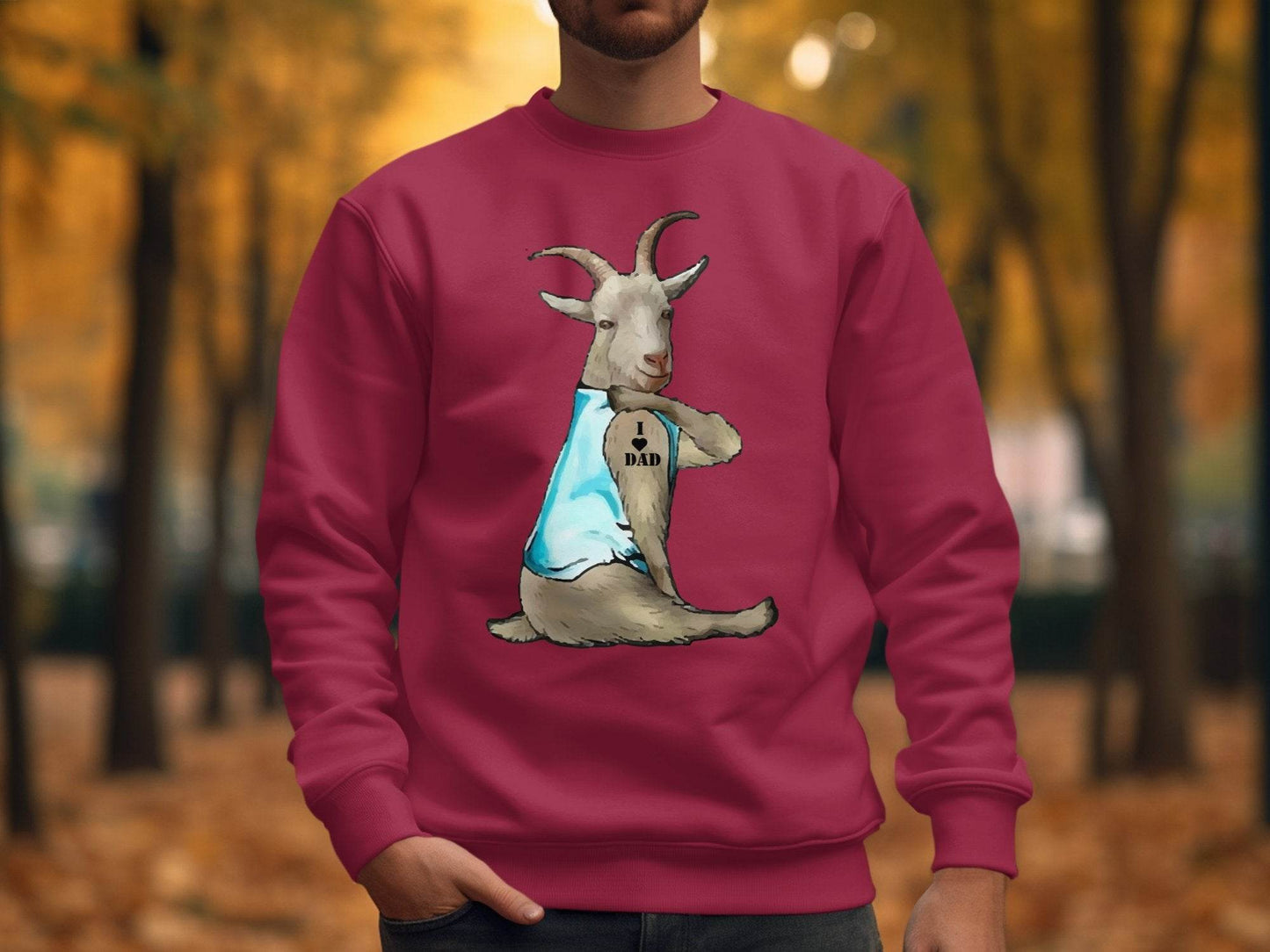 I Love Dad Print Quirky Goat Design Sweater - Design & Vybe