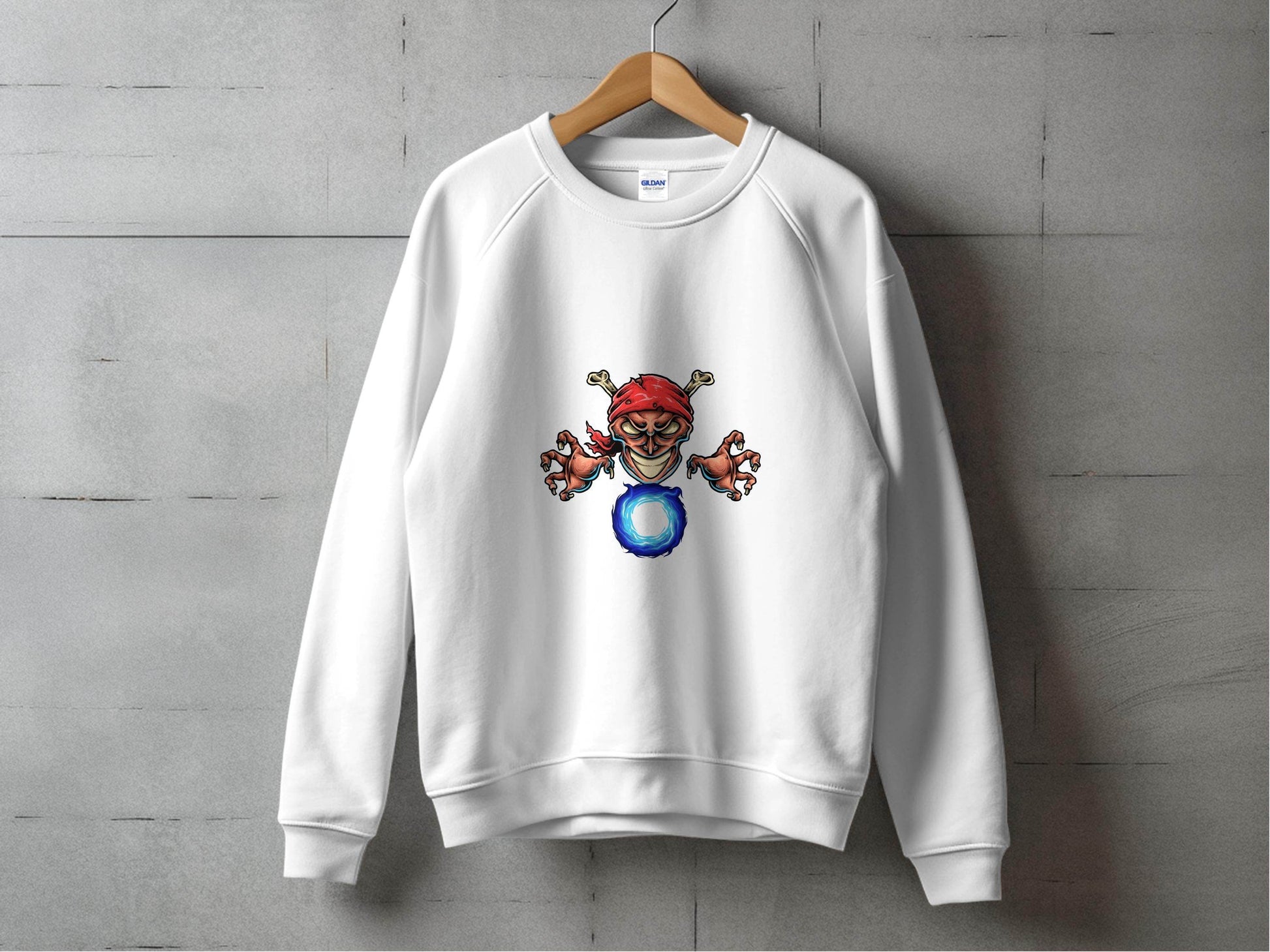 Pirate Skull With Claws And Fire Graphic Art Sweater - Design & Vybe