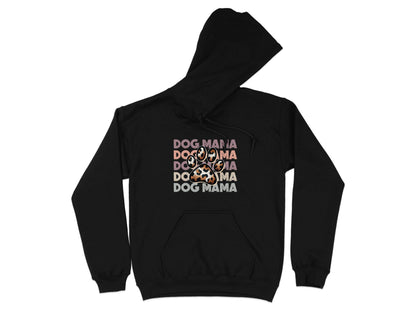 Dog Mama Paw Print Repeating Wording Design Image Hoodie - Design & Vybe
