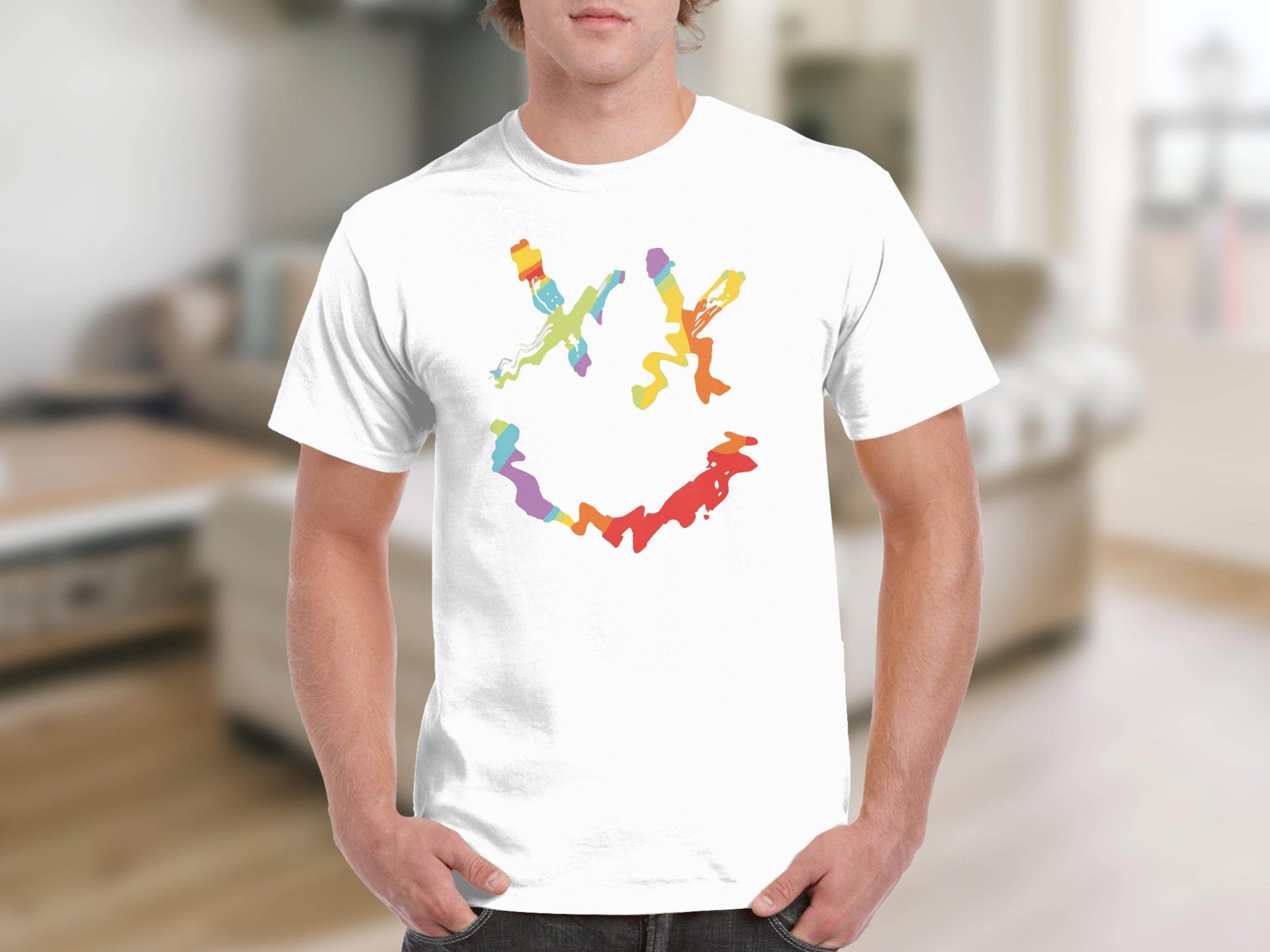 Unique Abstract Dead Smile Colorful Graphic Design Artwork T-shirt - Design & Vybe