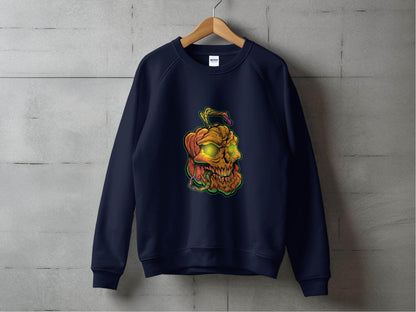 Glowing Eye Spooky Scary Pumpkin Skull Halloween Sweater - Design & Vybe