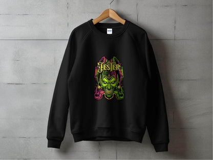Wicked Jester Graphic Green Purple Gold Artwork Hoodie - Design & Vybe