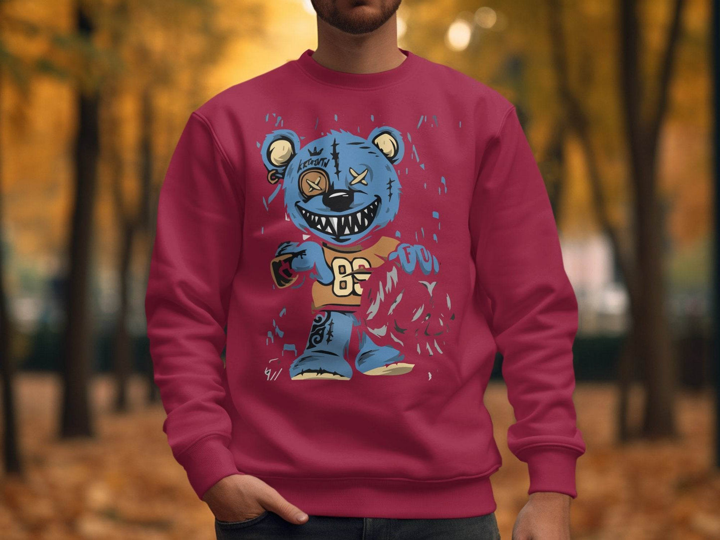 Funky Cartoon Bear Graphic Sweater - Design & Vybe