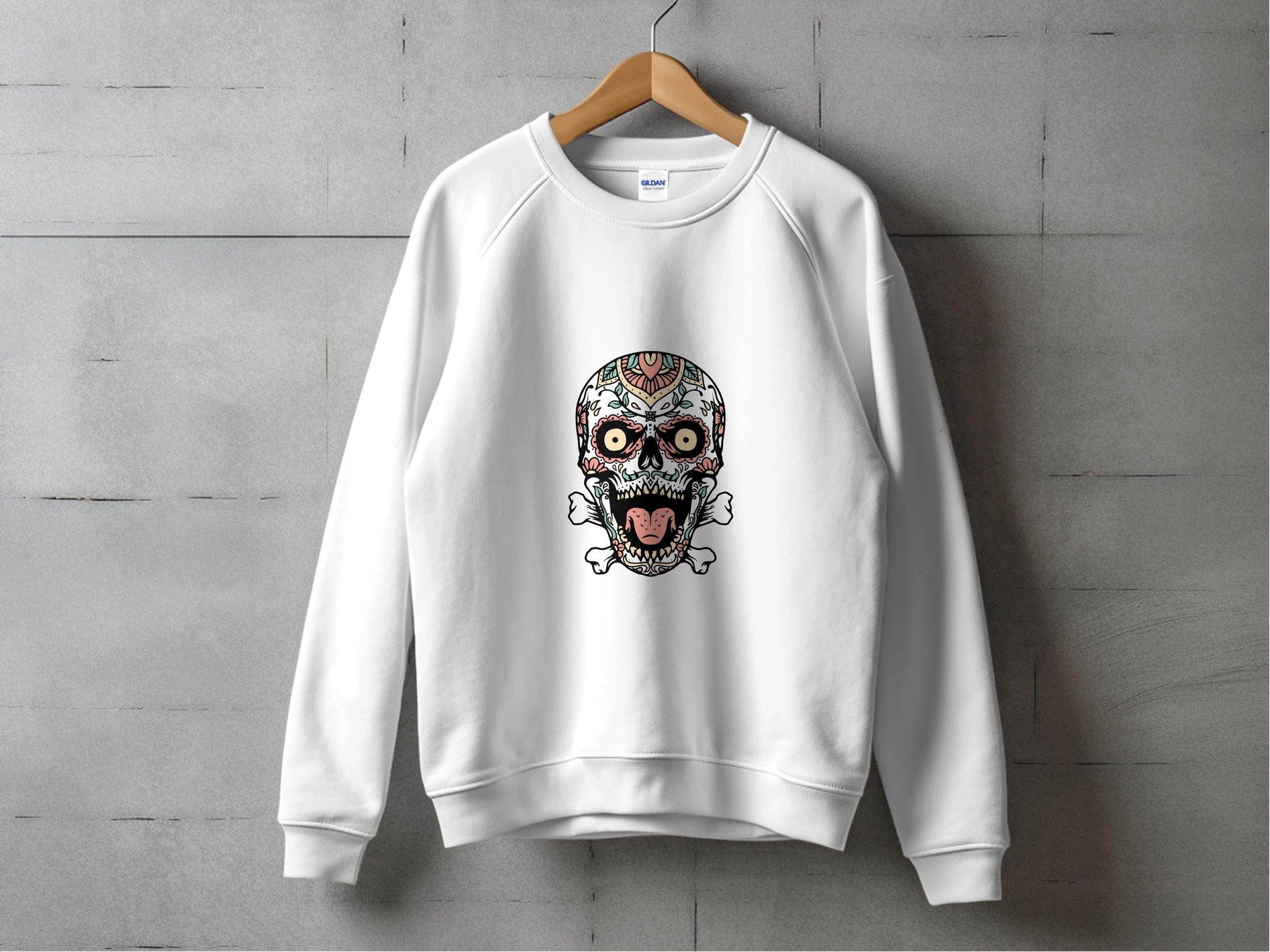 Skull with Floral Pattern on a Bone Design Graphic Sweater - Design & Vybe