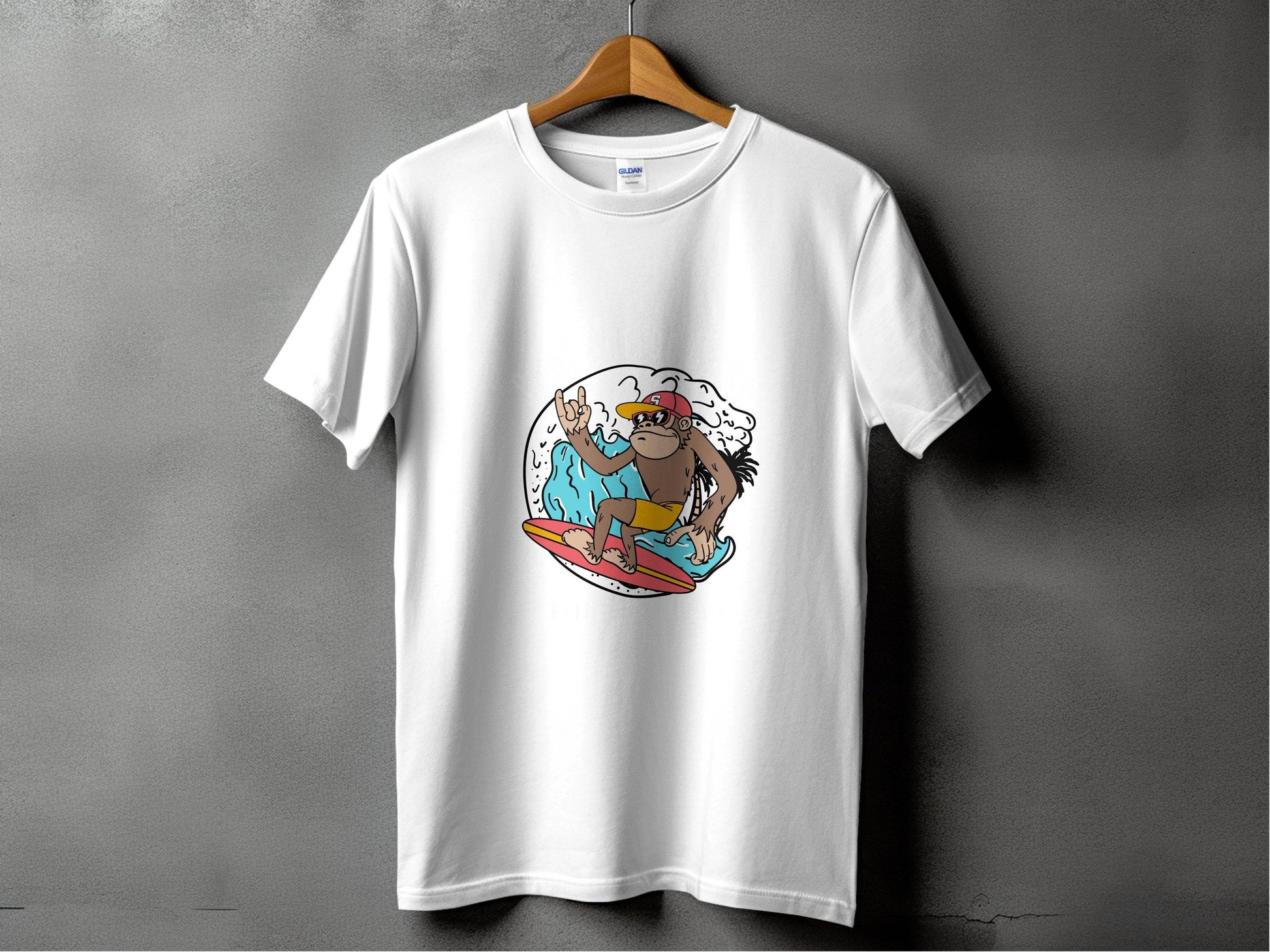 Cool Surfing Monkey Graphic Print Casual T-Shirt - Design & Vybe