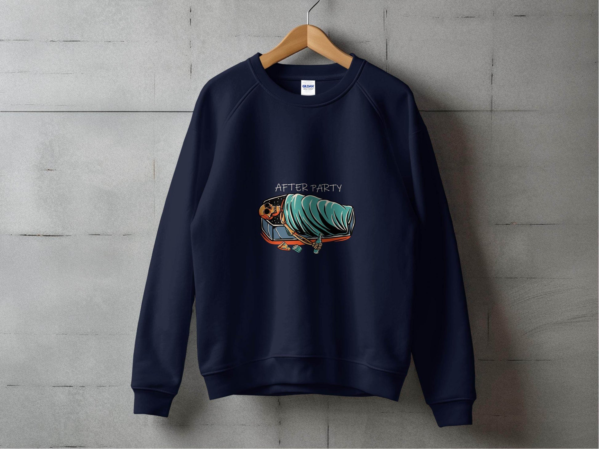 After Party Skeleton Resting in Coffin Graphic Sweater - Design & Vybe