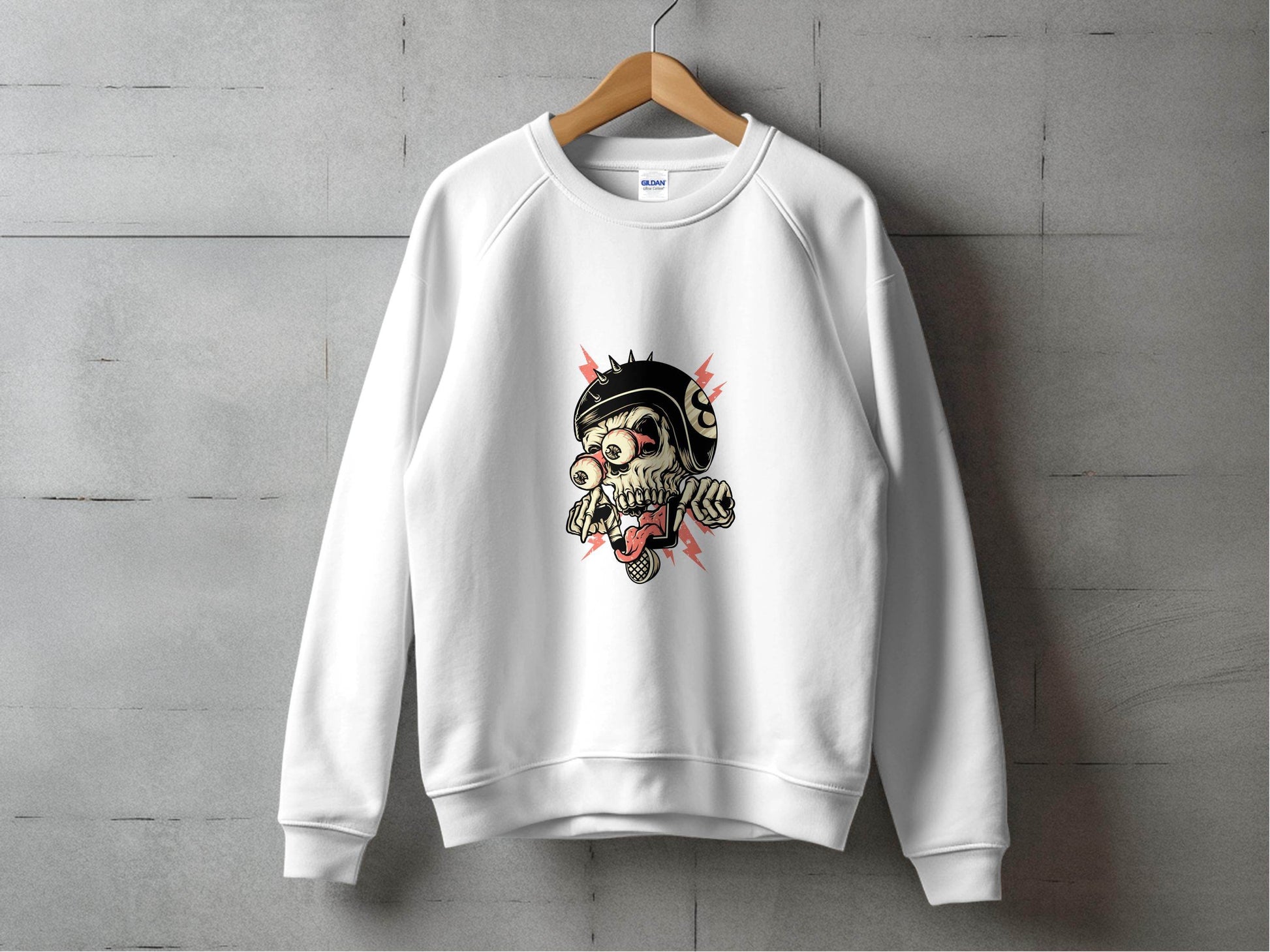 Eight Ball Spiked Helmet Skeleton Ride On Sweater - Design & Vybe