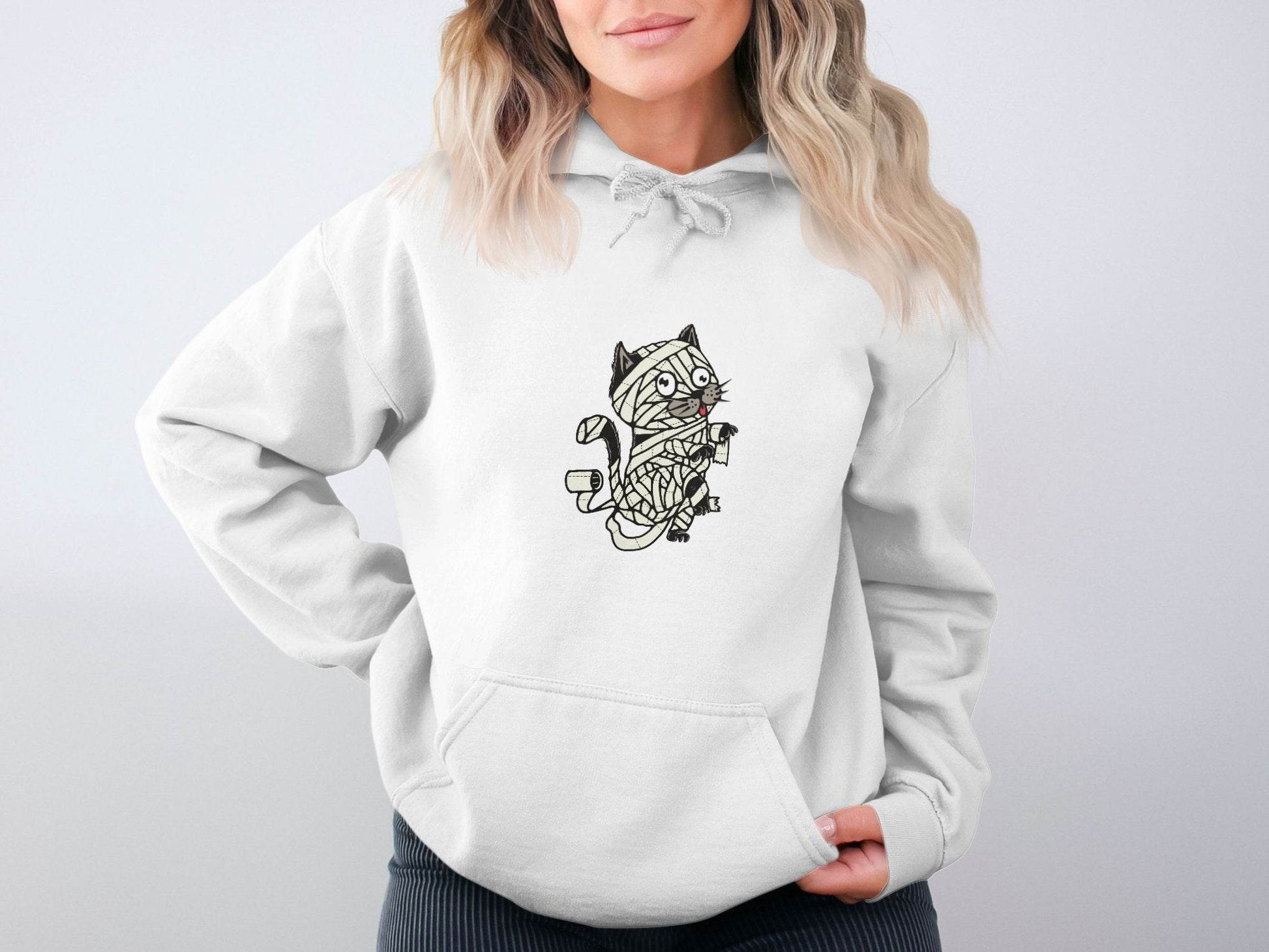 Halloween Mummy Cat Wrapped Up In Bandages Funny Hoodie - Design & Vybe