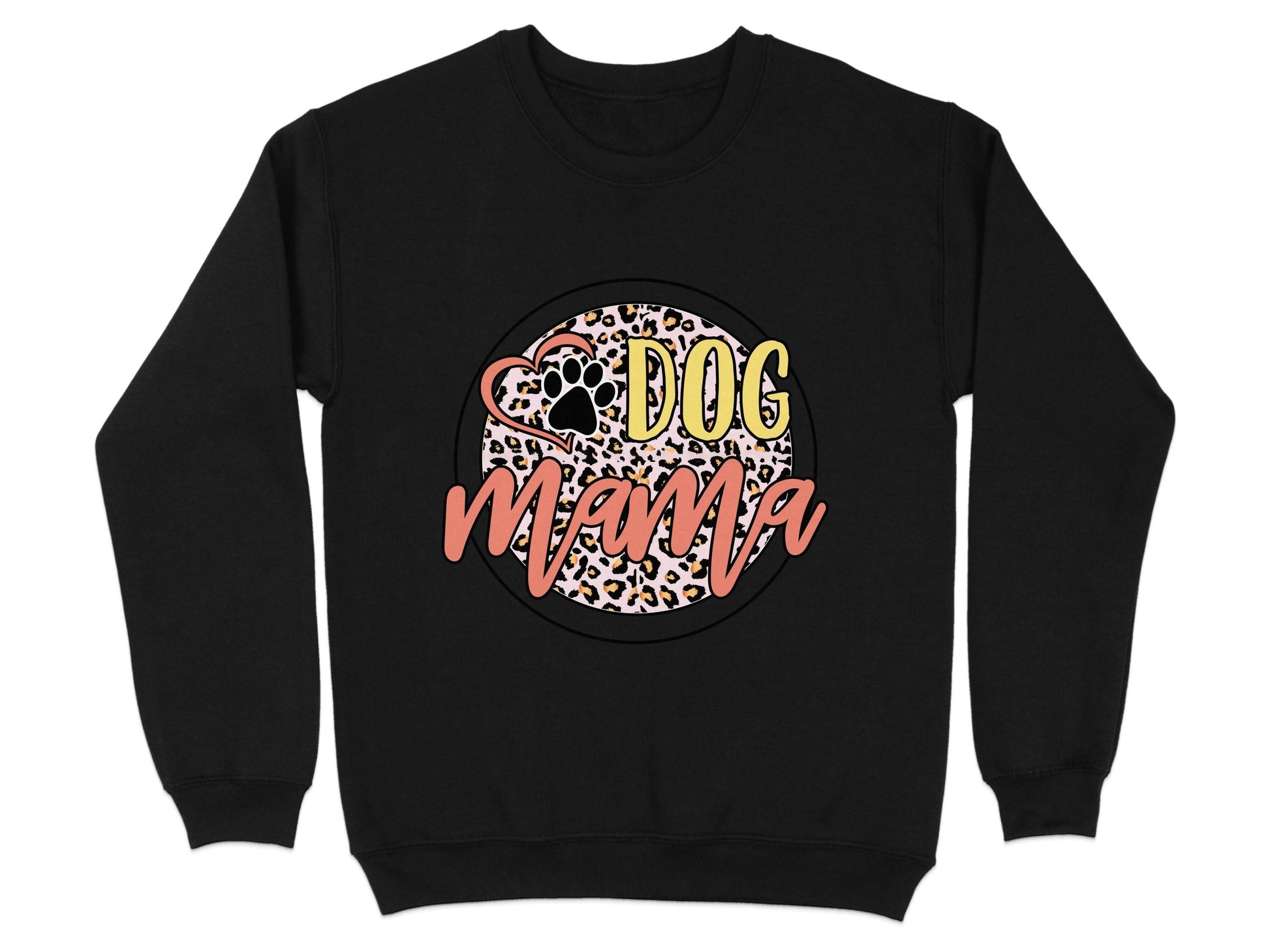 Dog Mama Paw Print On Leopard Print Background Sweater - Design & Vybe