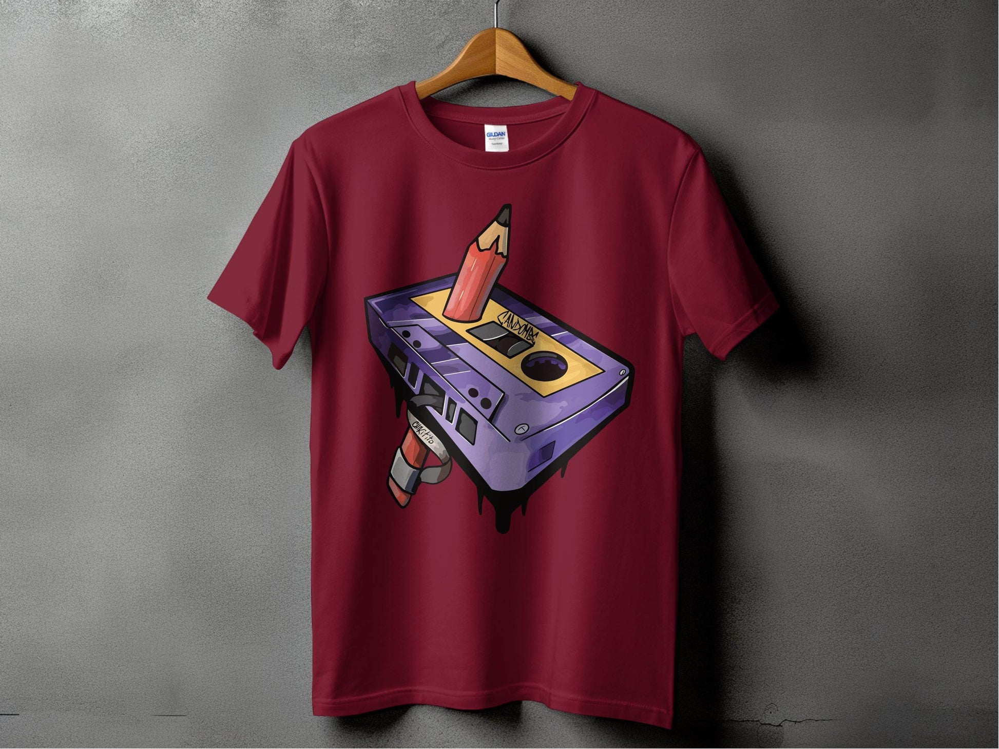 Retro Pencil and Cassette Tape Graphic T-Shirt product