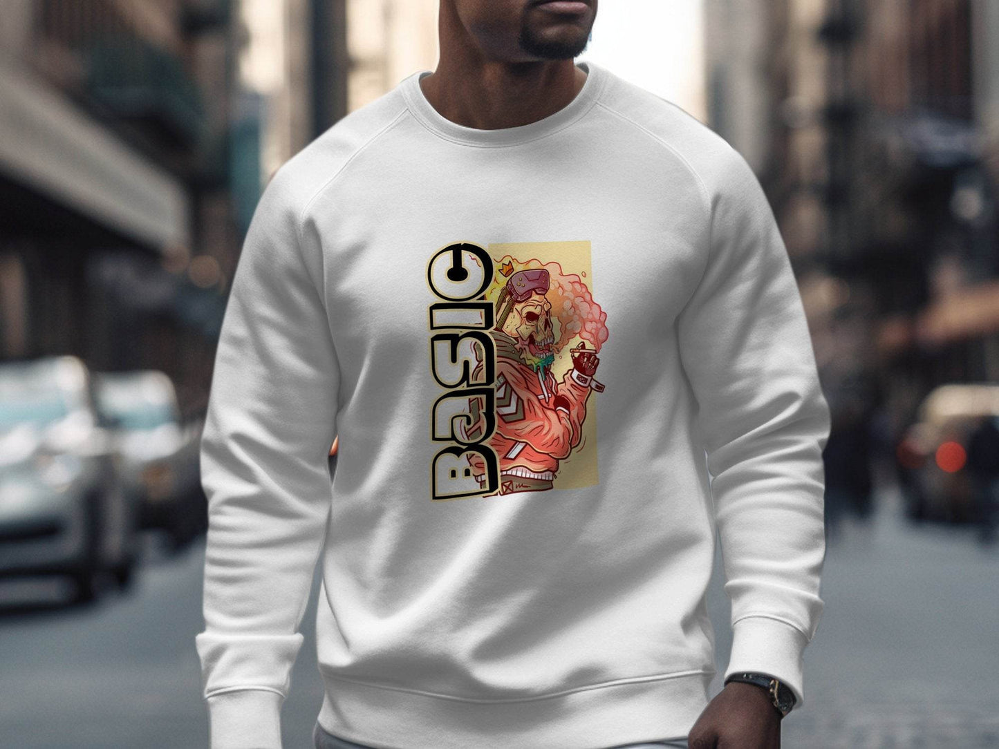 Basic Smoking Skeleton in VR Headset and Crown Sweater - Design & Vybe