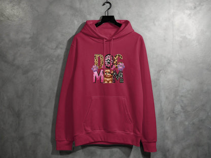 Dog Mom Cute Puppy Hearts Animal Print Design Graphic Hoodie - Design & Vybe