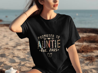 Promoted To Auntie Est 2025 Cute Design Baby T-Shirt - Design & Vybe