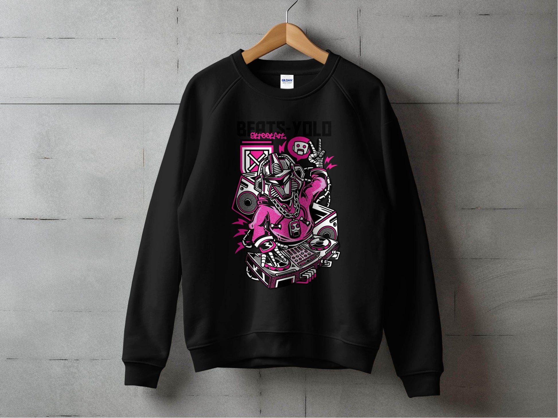 Beats Yolo Street Art Robot DJ Graphic Design Sweater - Design & Vybe