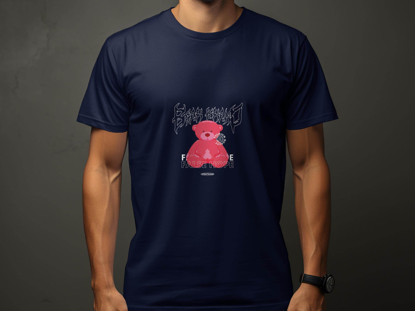 False Hope with Pink Bear Print Graphic T-Shirt - Design & Vybe