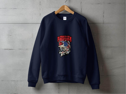 Hooked On Freedom Patriotic Fish Graphic Sweater - Design & Vybe