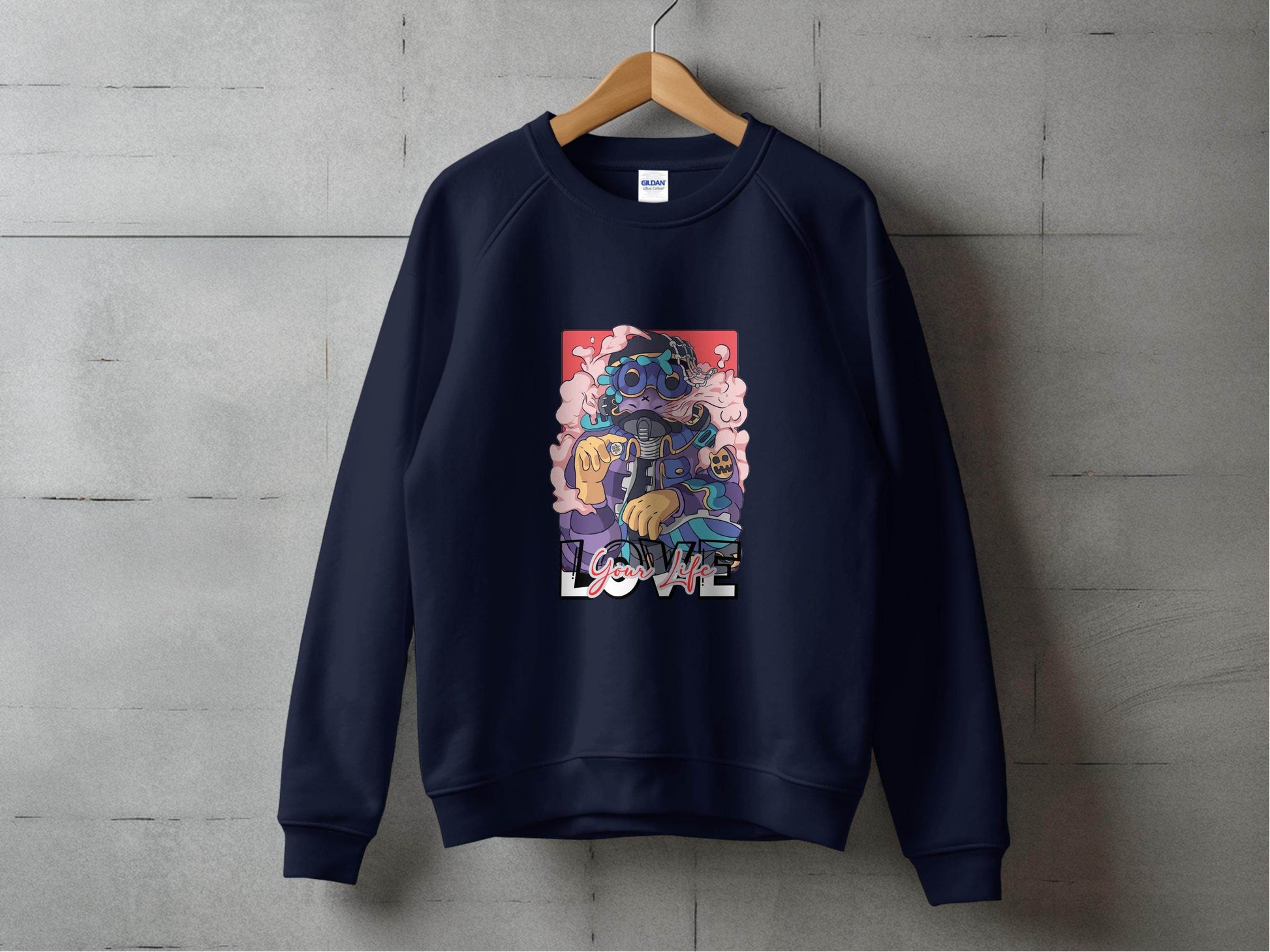 Love Your Life Robot Style Cartoon Graphics Hoodie - Design & Vybe