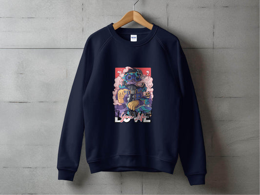 Love Your Life Robot Style Cartoon Graphics Hoodie - Design & Vybe