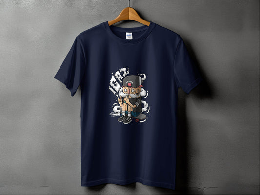 Cartoon Smoker Vaping on Skateboard Urban Style T-Shirt - Design & Vybe