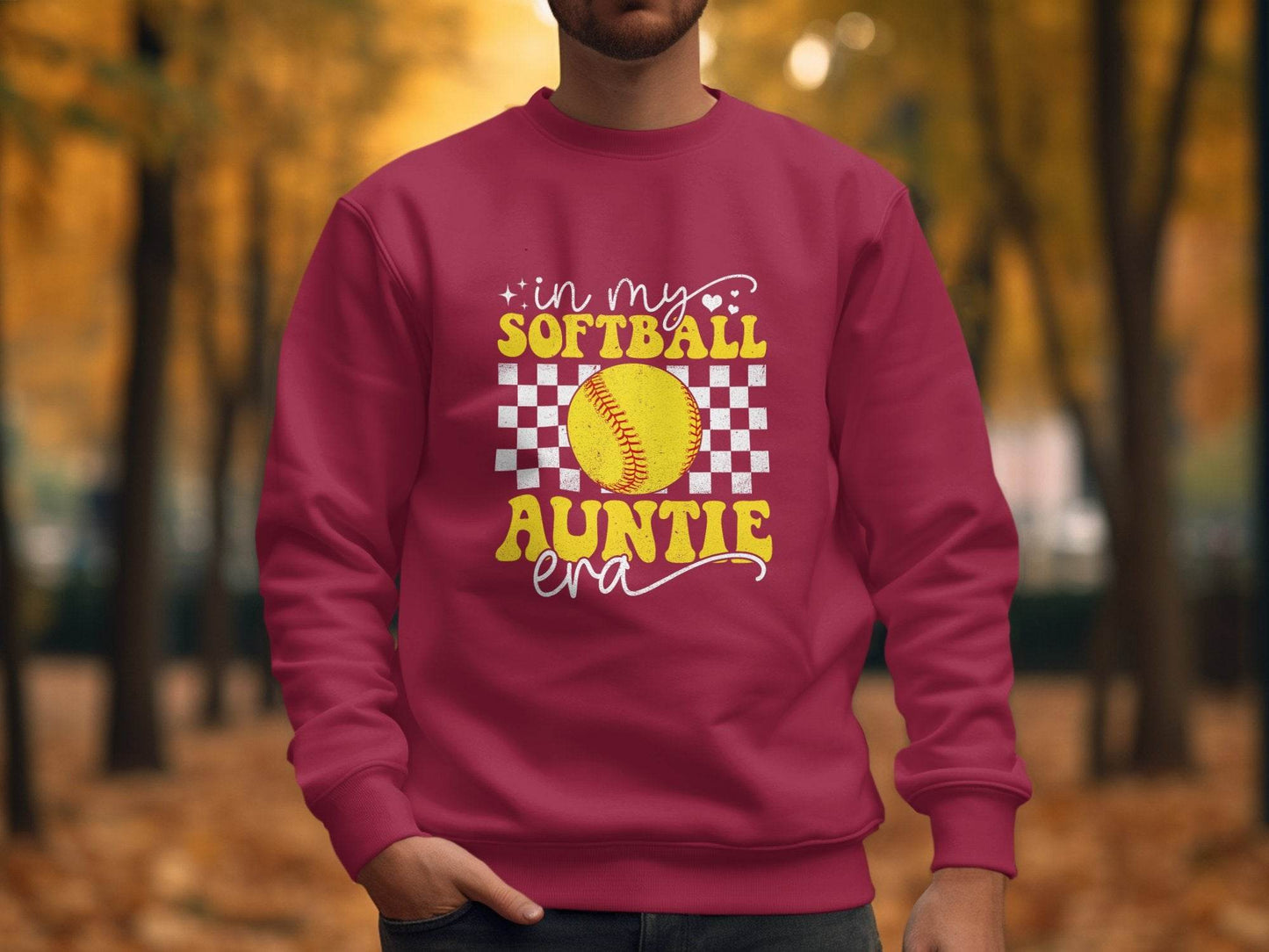 In My Softball Auntie Era Groovy Retro Proud Graphic Design Image Sweater - Design & Vybe