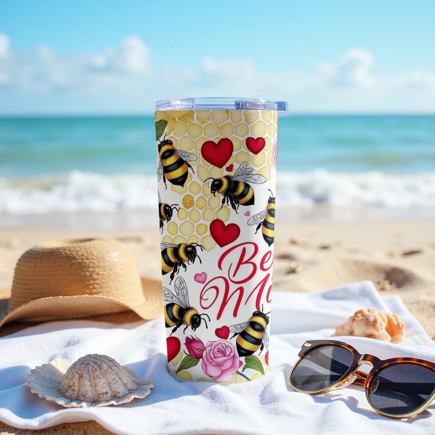 Be Mine Bee and Heart Design Tumbler Product