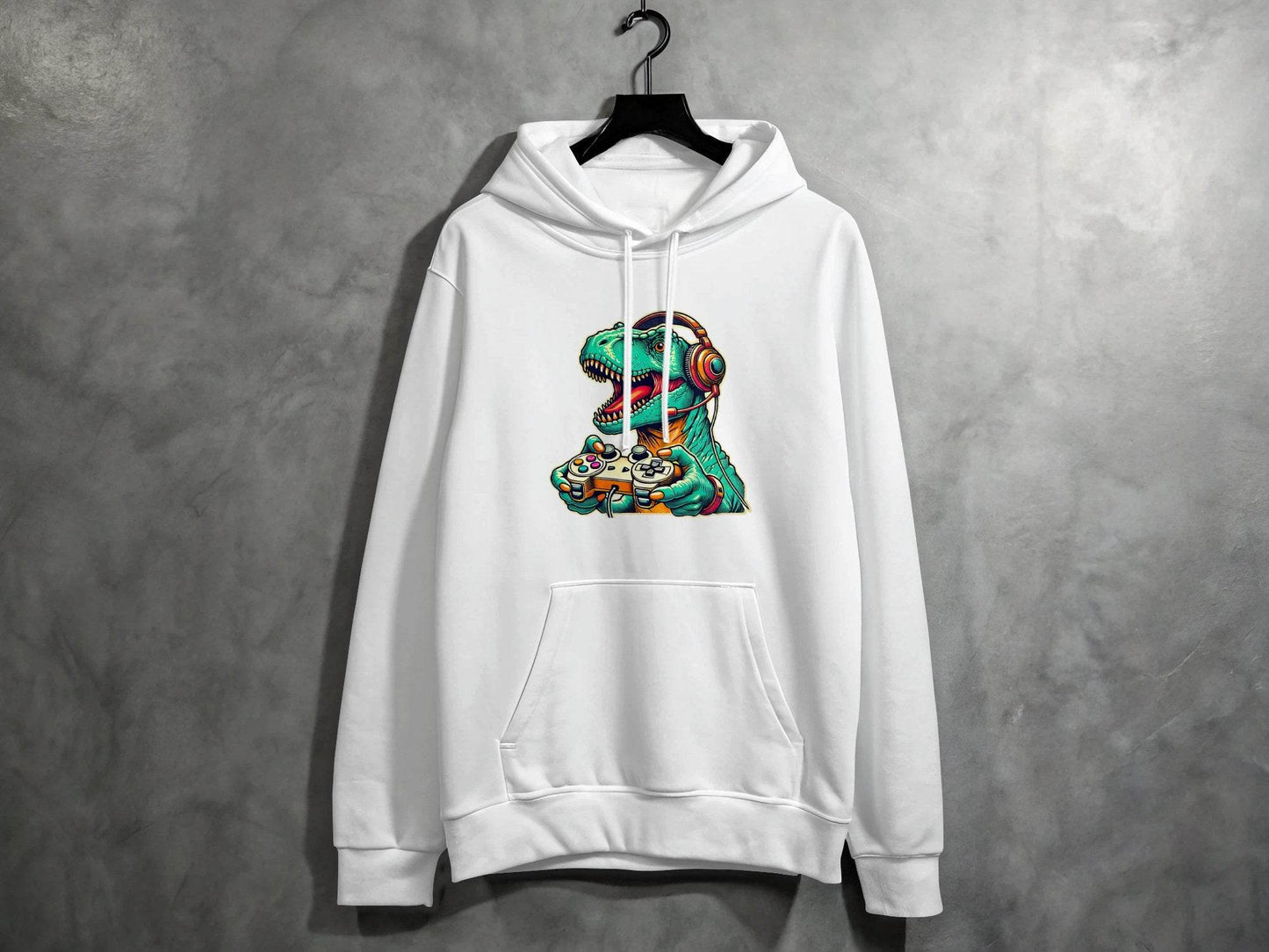 Gaming Dinosaur Retro Controller Funny Gamer Design Hoodie - Design & Vybe
