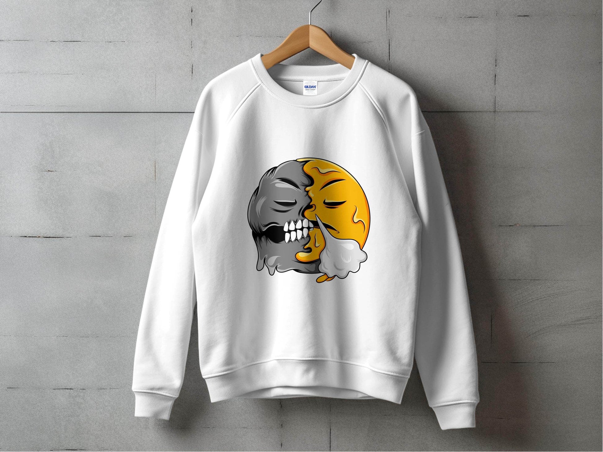 Duality of Nature Smiley Graphic Print Sweater - Design & Vybe