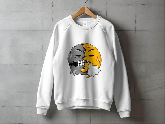 Duality of Nature Smiley Graphic Print Sweater - Design & Vybe