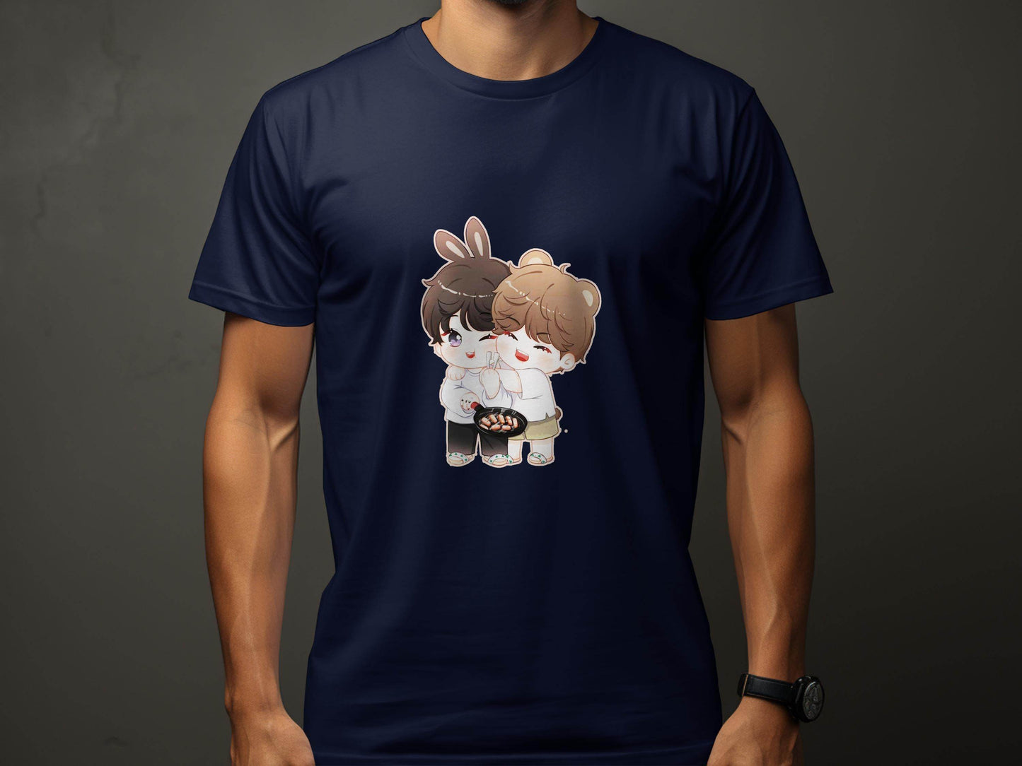 Cute Bunny Bear Cartoons Cooking Together T-Shirt - Design & Vybe